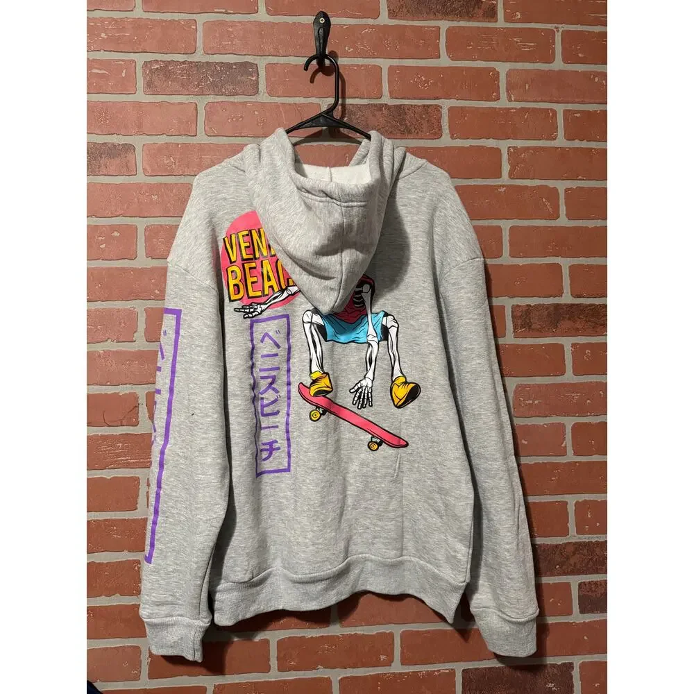 Chemistry Venice Beach Skateboard Skeleton Pullover Hoodie - L